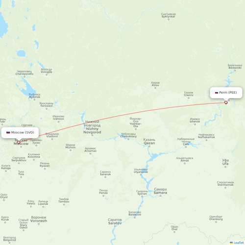 Aeroflot flights between Moscow and Perm