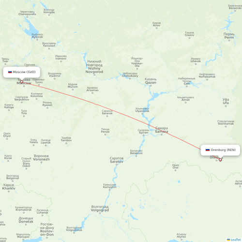 Aeroflot flights between Moscow and Orenburg