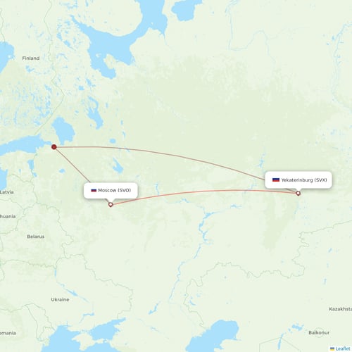 Aeroflot flights between Moscow and Yekaterinburg