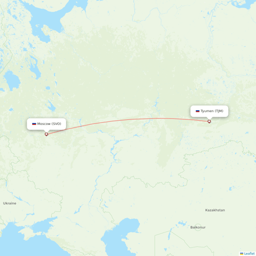 Aeroflot flights between Moscow and Tyumen