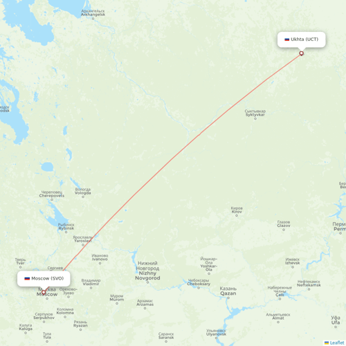 Severstal Aircompany flights between Moscow and Ukhta