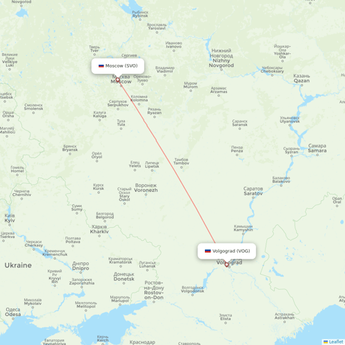 Aeroflot flights between Moscow and Volgograd