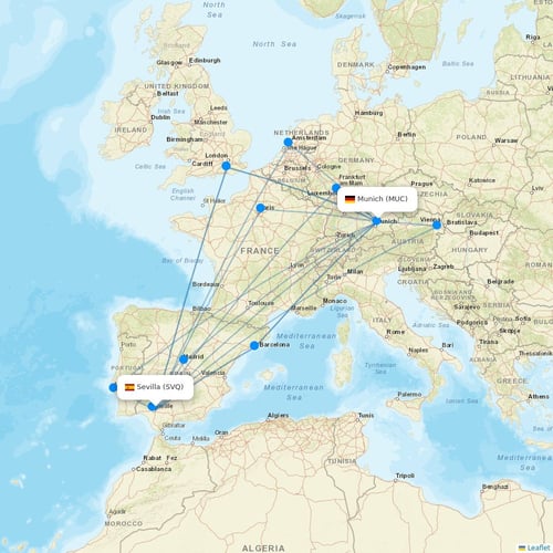 Med View Airlines flights between Sevilla and Munich