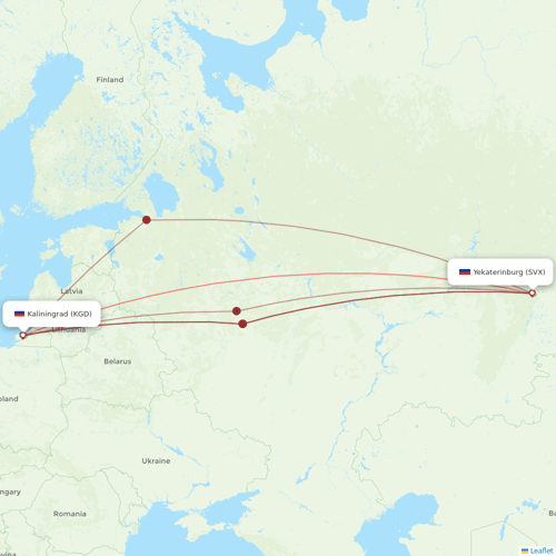 Ural Airlines flights between Yekaterinburg and Kaliningrad