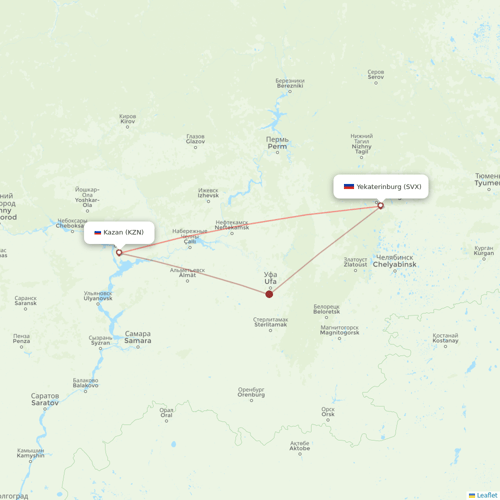 Red Wings flights between Yekaterinburg and Kazan