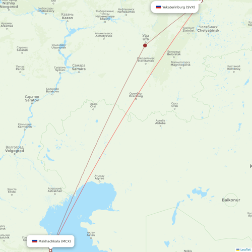 Red Wings flights between Yekaterinburg and Makhachkala