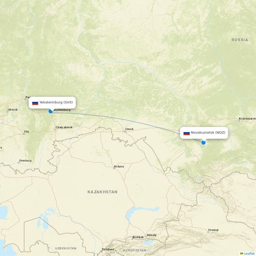 Red Wings flights between Yekaterinburg and Novokuznetsk