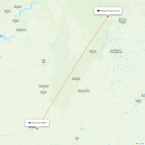 Red Wings flights between Yekaterinburg and Orenburg