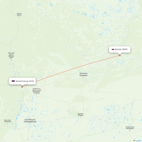 UVT Aero flights between Yekaterinburg and Tobolsk