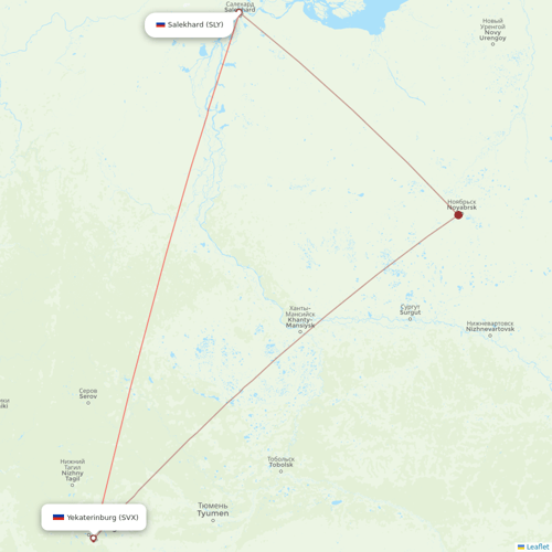 Yamal Airlines flights between Yekaterinburg and Salekhard