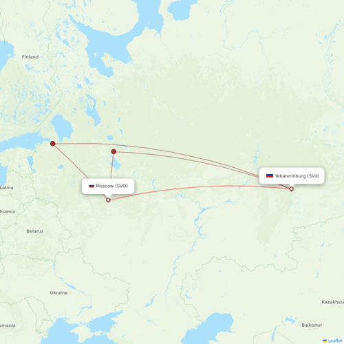 Aeroflot flights between Yekaterinburg and Moscow
