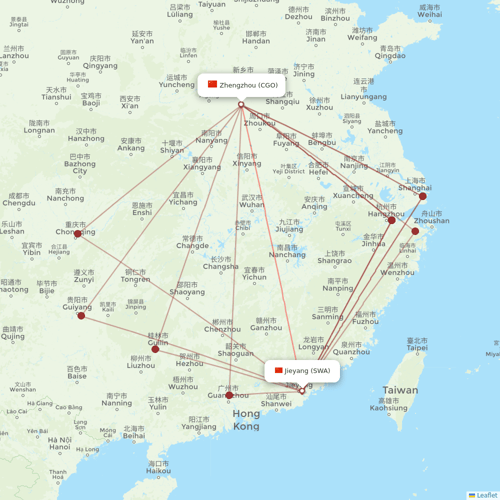 Chongqing Airlines flights between Jieyang and Zhengzhou