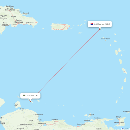 Winair flights between Sint Maarten and Curacao