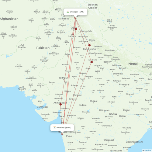 Starlight Airline flights between Srinagar and Mumbai