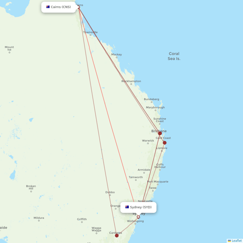 Virgin Australia flights between Sydney and Cairns