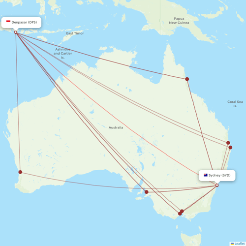 Jetstar flights between Sydney and Denpasar