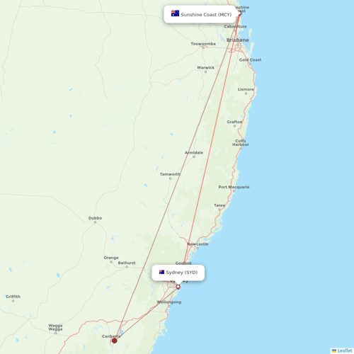 Jetstar flights between Sydney and Sunshine Coast
