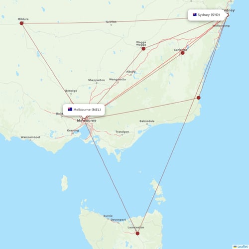 Virgin Australia flights between Sydney and Melbourne