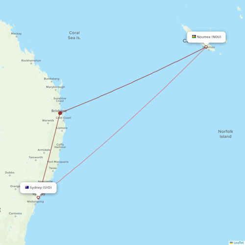 Aircalin flights between Sydney and Noumea