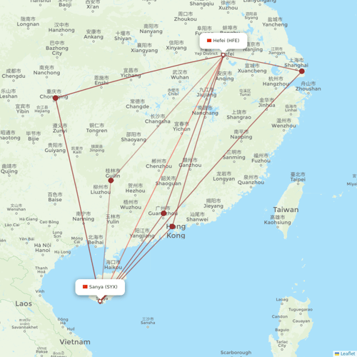 Beijing Capital Airlines flights between Sanya and Hefei