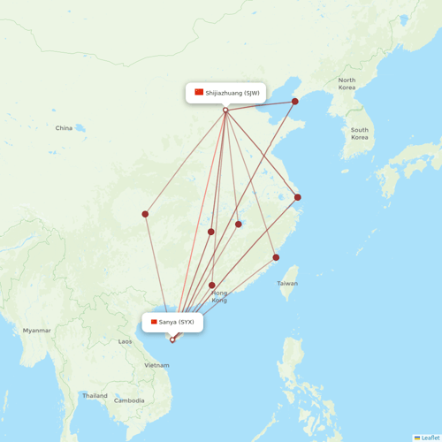 Hebei Airlines flights between Sanya and Shijiazhuang