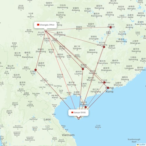 Lucky Air flights between Sanya and Chengdu