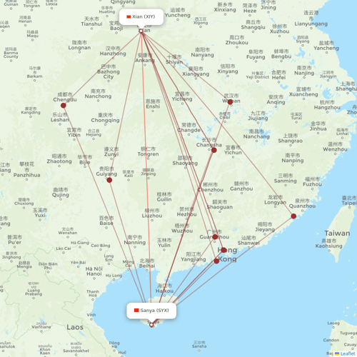 Air Changan flights between Sanya and Xian