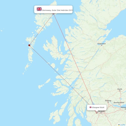 Loganair flights between Stornoway, Outer Stat Hebrides and Glasgow