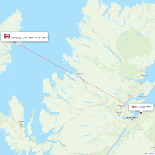Loganair flights between Stornoway, Outer Stat Hebrides and Inverness
