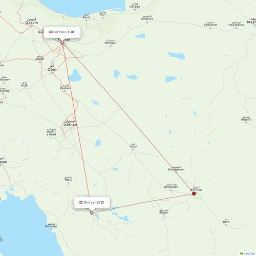 Iran Airtour flights between Shiraz and Tehran