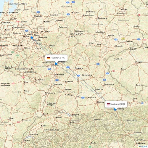 Lufthansa flights between Salzburg and Frankfurt