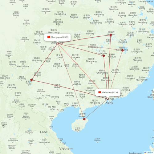 Sichuan Airlines flights between Shenzhen and Chongqing