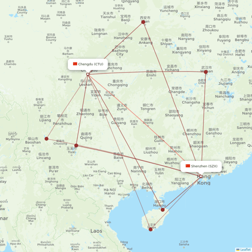 Tibet Airlines flights between Shenzhen and Chengdu