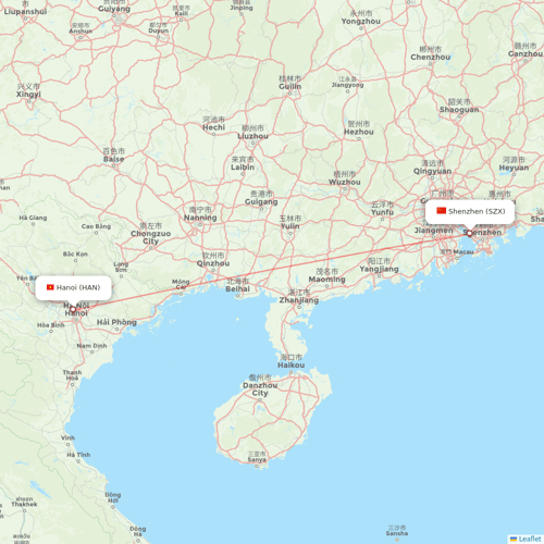 Shenzhen Airlines flights between Shenzhen and Hanoi