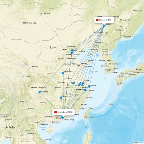 Donghai Airlines flights between Shenzhen and Harbin