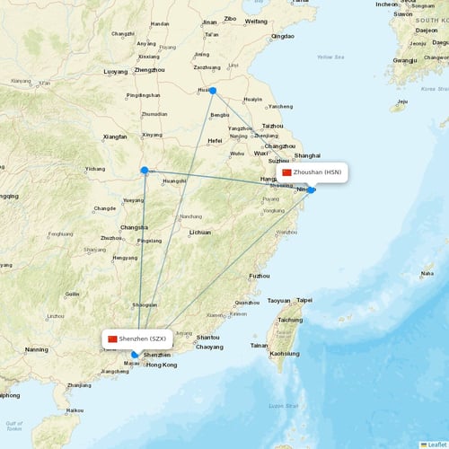Donghai Airlines flights between Shenzhen and Zhoushan