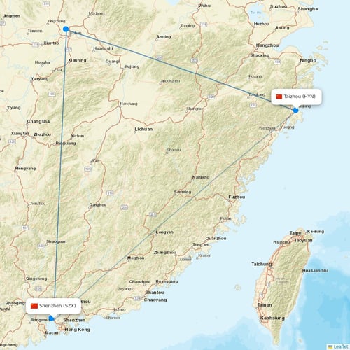 Chongqing Airlines flights between Shenzhen and Taizhou