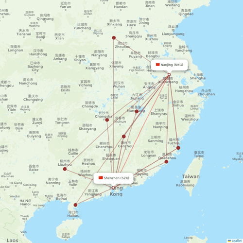 Hainan Airlines flights between Shenzhen and Nanjing