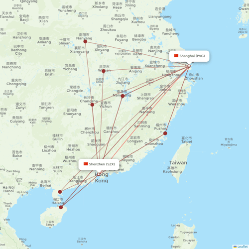Shenzhen Airlines flights between Shenzhen and Shanghai