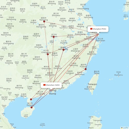 Shenzhen Airlines flights between Shenzhen and Shanghai