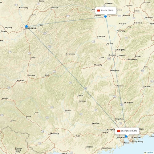 Donghai Airlines flights between Shenzhen and Shashi