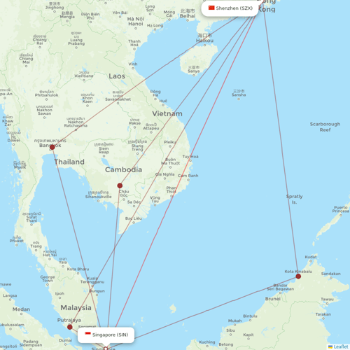 Shenzhen Airlines flights between Shenzhen and Singapore