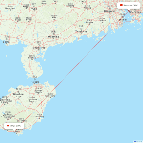 Shenzhen Airlines flights between Shenzhen and Sanya