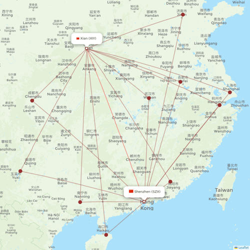 Hainan Airlines flights between Shenzhen and Xian
