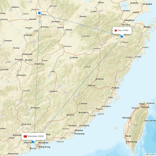 Donghai Airlines flights between Shenzhen and Yiwu