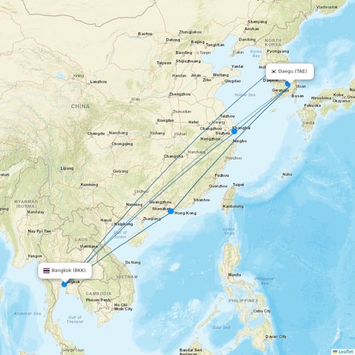 T´Way Air flights between Daegu and Bangkok
