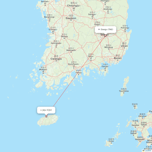 Jeju Air flights between Daegu and Jeju
