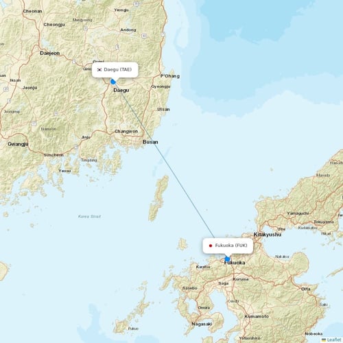 T´Way Air flights between Daegu and Fukuoka