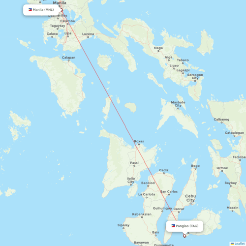 Philippine Airlines flights between Panglao and Manila