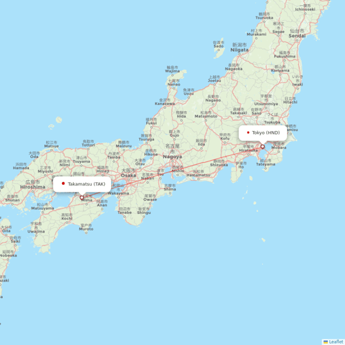 JAL flights between Takamatsu and Tokyo